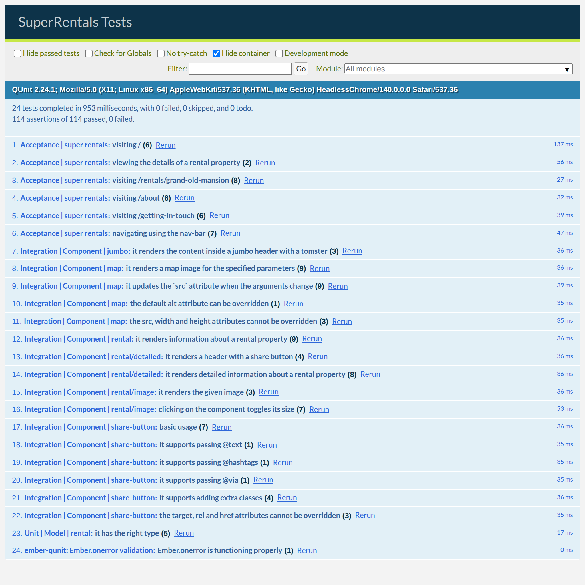 Once again, all the tests are passing again!